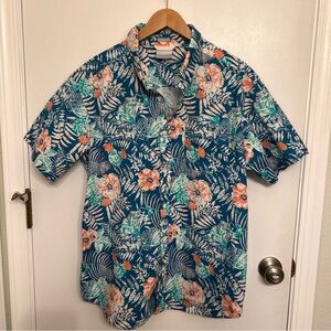 Columbia Men's Short Sleeve Button-Up Hawaiian Shirt Size Large